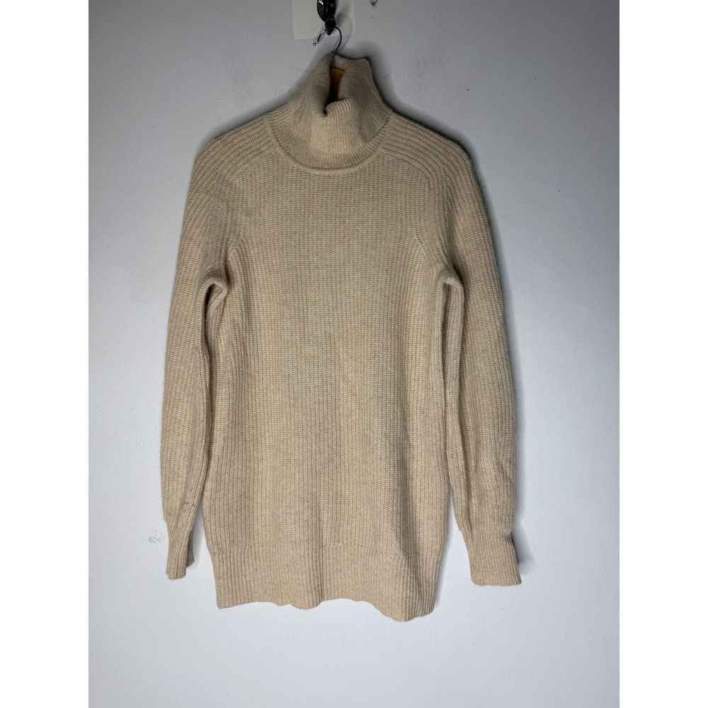 Veronica Beard Oatmeal Beige 100% Cashmere Ribbed Turtleneck Sweater XS
